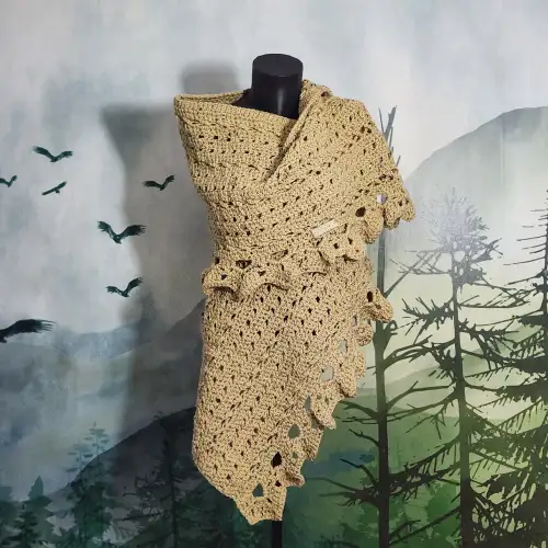 Étole fait main au crochet, 80% acrylique, 15% laine, 5% viscose