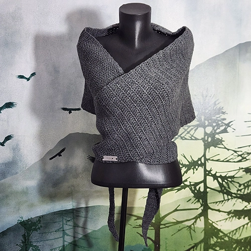 Châle style outhander fait main au crocher en acrylique