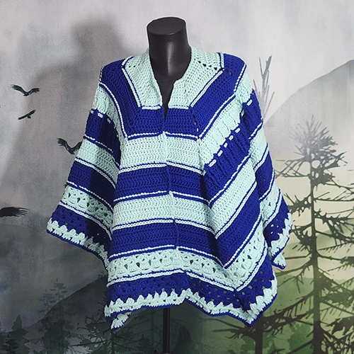 Châle relief rond fait main au crochet en acrylique - 65 de longueur aux pointes