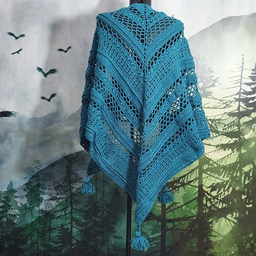 Châle relief fait main au crochet en acrylique - 1 mètre de longueur à la pointe