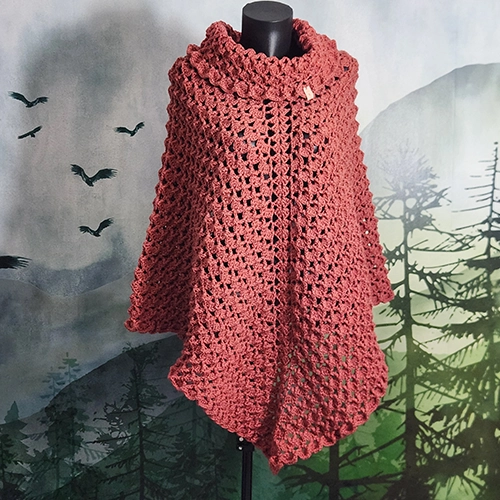 Poncho relief grand col 75 cm de longueur à la pointe